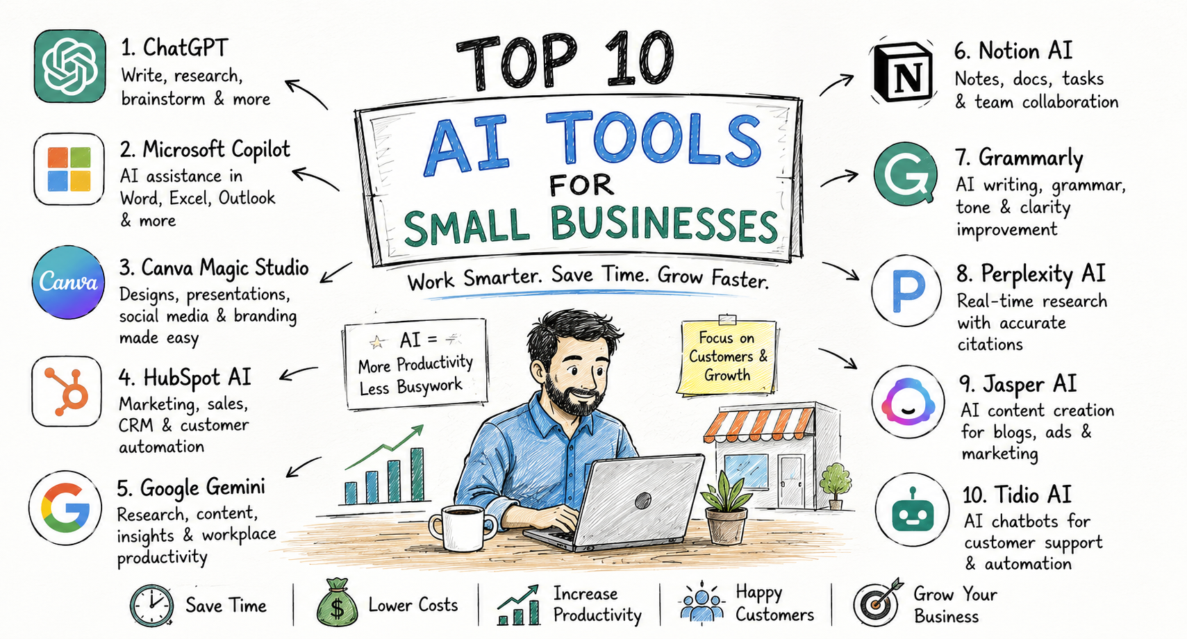 Top 10 AI Tools for Small Businesses
